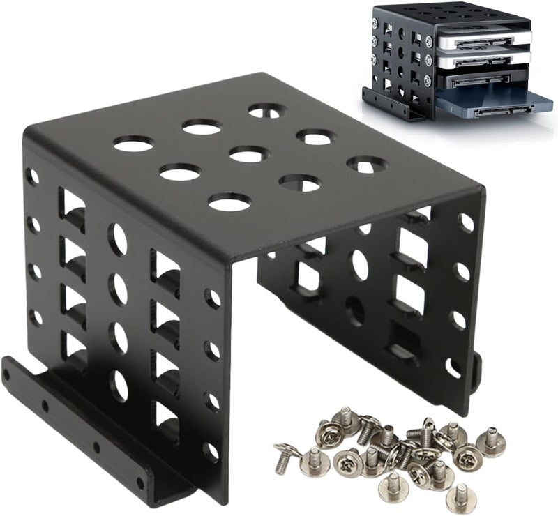 GLOGLOW 2.5 Inch HDD Mounting Rack, 4-Bay Expansion for 2.5 Inch IDE HDD/SSD, Aluminum Alloy, Black - Image 1